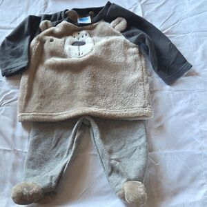 Bon Bebe Brown and Gray Bear Bodysuit